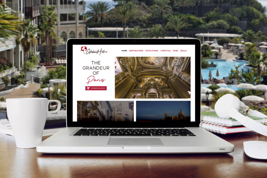 Mockup of GlobalHolic website preview designed by Streamlined Media & Communications