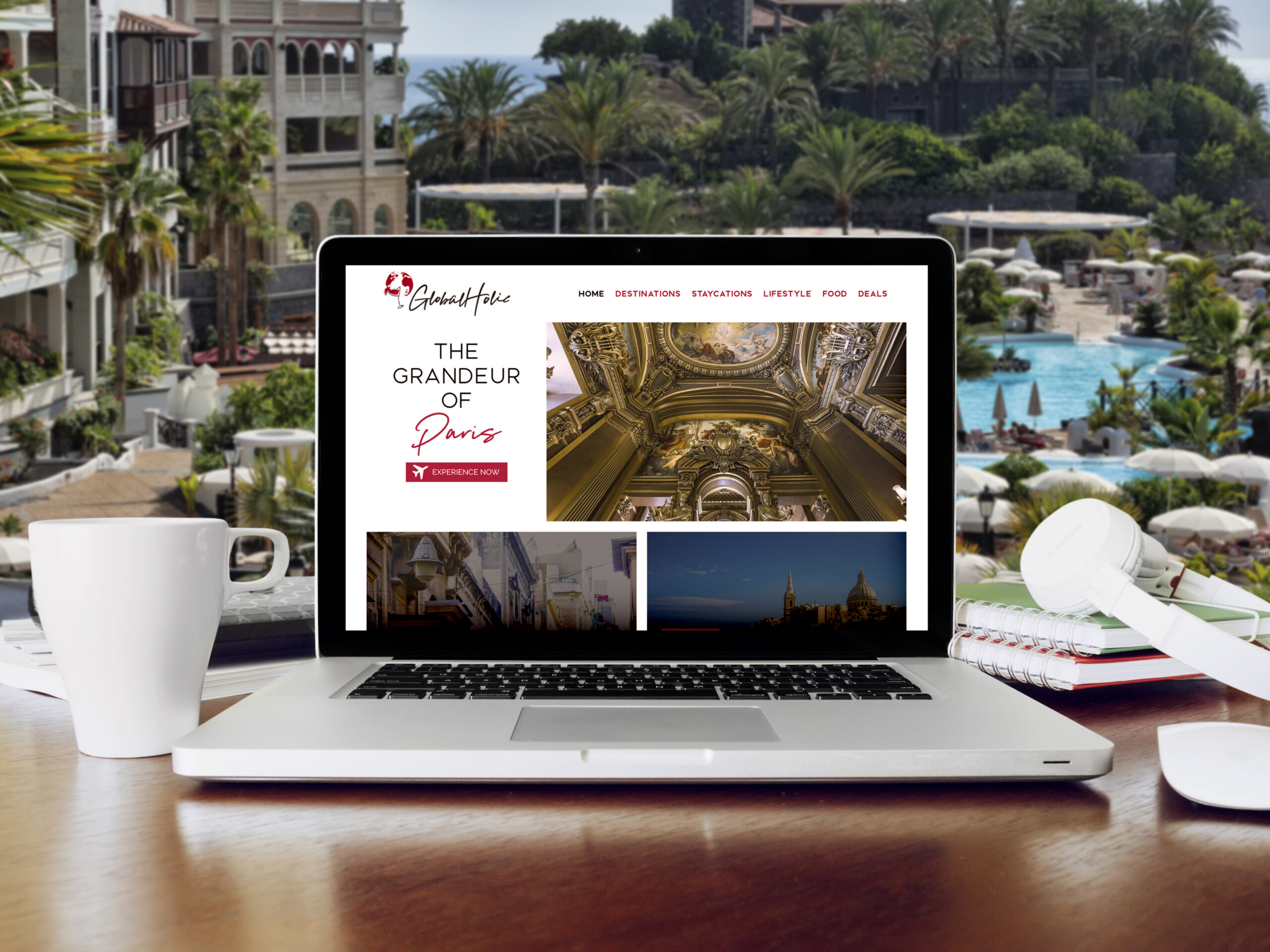 Mockup of GlobalHolic website preview designed by Streamlined Media & Communications
