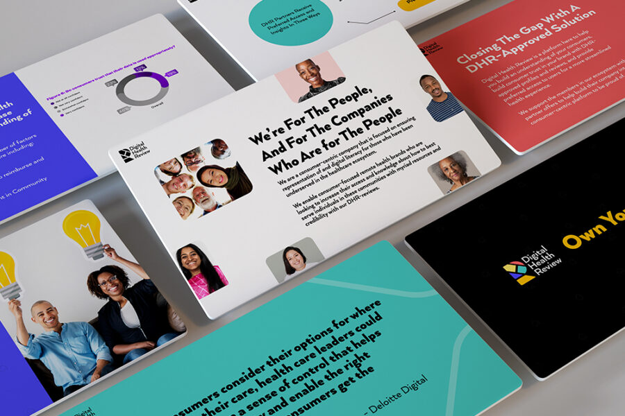 Mockup of Digital Health Review pitch deck designed by StreamLined Media