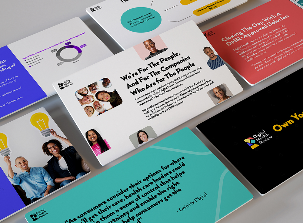 Mockup of Digital Health Review pitch deck designed by StreamLined Media