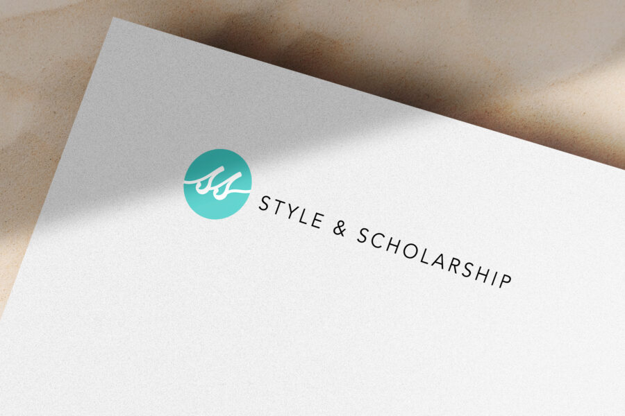 Mockup of Style & Scholarship letterhead with logo designed by Streamlined Media