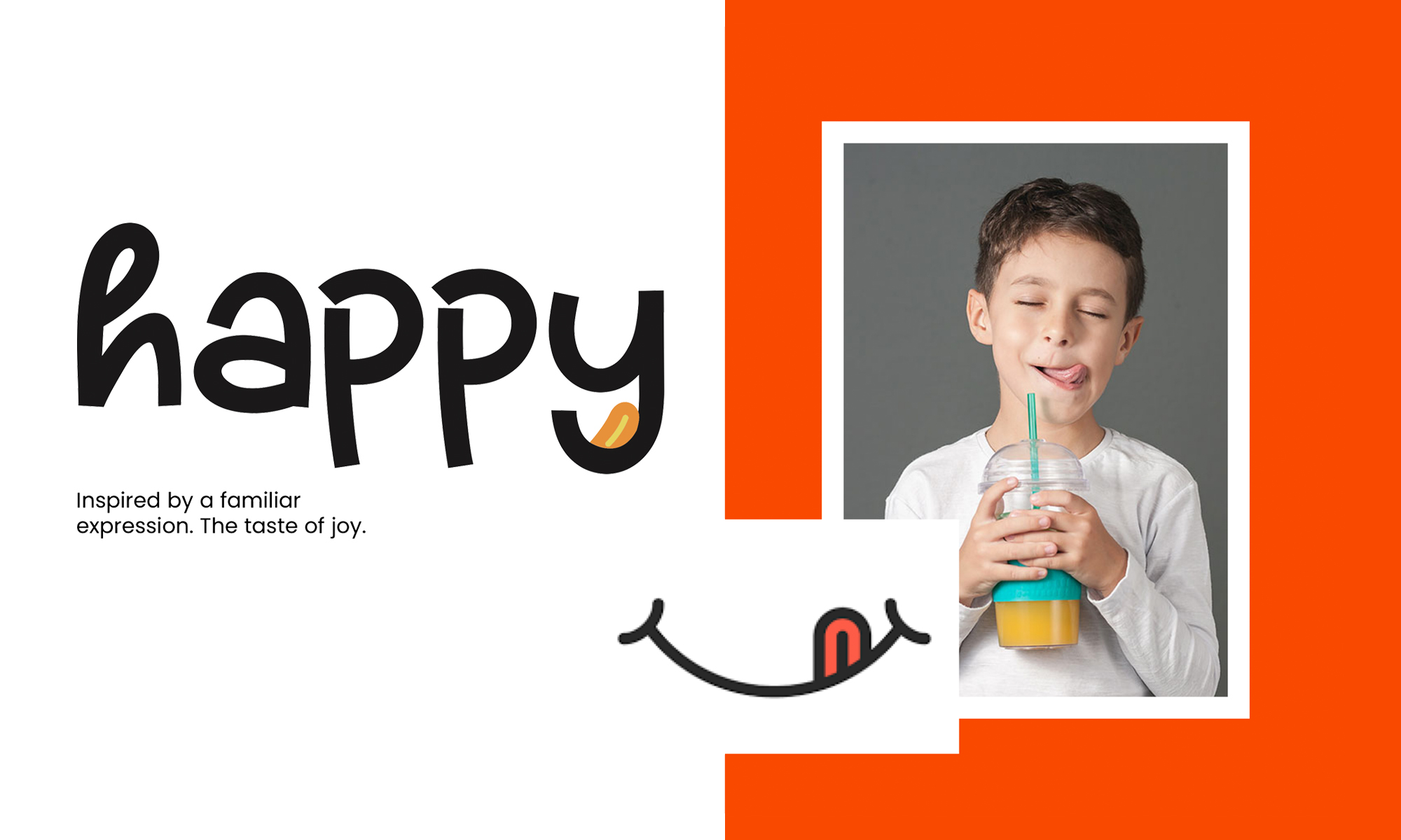 Mock up of Happy Beverages sample brand and tagline concept created by Streamlined Media & Communications
